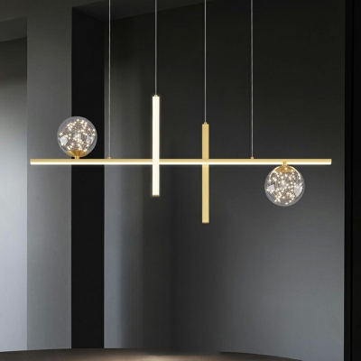 Brass Spherical Island Lighting Ideas Modern Style Glass 4 Lights Island Chandelier