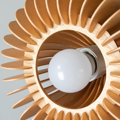 Contemporary Wood Pendant Light 1 Light White Light Hanging Light for Living Room
