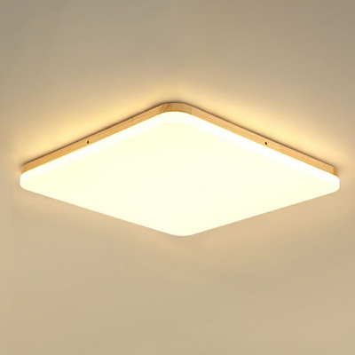Geometric Ceiling Light with Acrylic Shade LED Lighting in Wood