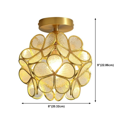 Glass Semi Flush Mount Light Fixture Traditional Close to Ceiling Lighting for Bedroom