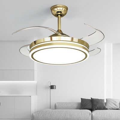 Modern Semi Mount Ceiling Fan Light Metal Ambient Dining Room Light Fixtures