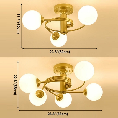 Modern Style Round Flush Ceiling Light Metal 5-Lights Flush Mount Lights in Gold
