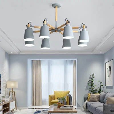 Nordic Style Chandelier Pendant Light Macaron Modern Suspended Lighting Fixture for Living Room