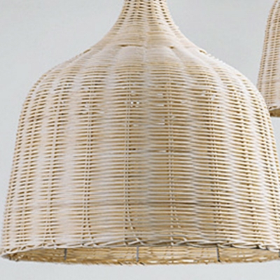One Light Bamboo Hanging Pendant Light Wood Pendant Lighting for Restaurant