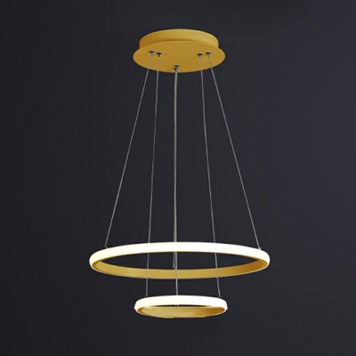 Round Metal Chandelier with Arcylic Shade Modern Farmhouse Pendant Lighting