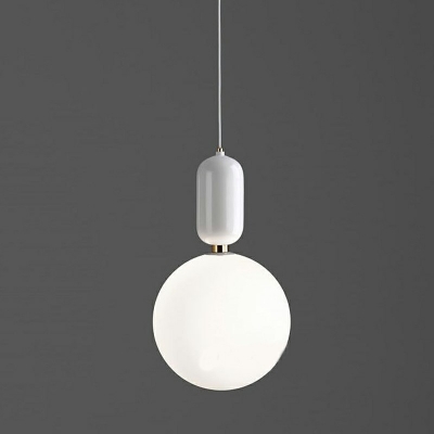 White Pendulum Pendant Lights Modern Style Mirror Glass 1 Light Pendant Light Fixture