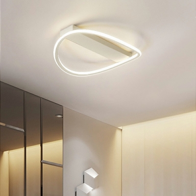 1-Light Flush Mount Lighting Contemporary Style Circle Shape Metal Ceiling Mounted Fixture