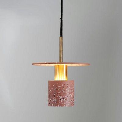 1-Light Pendant Lighting Modernism Style Cylinder Shape Stone Hanging Ceiling Light