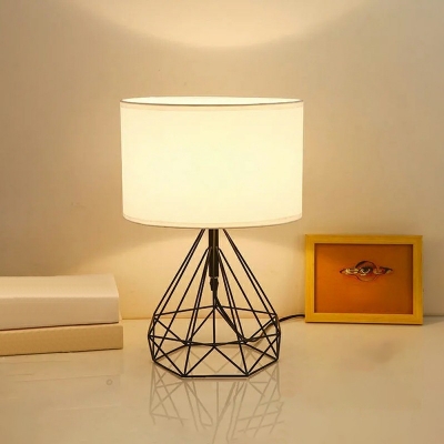 1-Light Table Light Contemporary Style Cylinder Shape Metal Nightstand Lamp