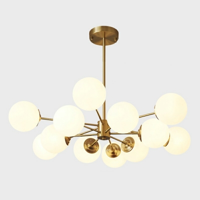 12-Light Chandelier Light Traditional Style Globe Shape Metal Hanging Light Fixture