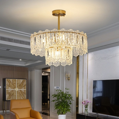 5-Light Hanging Light Fixture Traditional Style Geometric Shape Metal Pendant Lighting