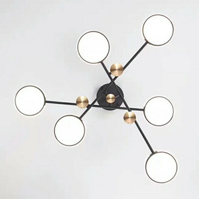 8-Light Hanging Lamp Kit Minimalist Style Branch Shape Metal Chandelier Light