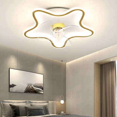 Geometric Ceiling Fan Light Modern Metal LED Ceiling Fan for Kid’s Room