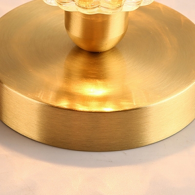 Glass Shade Semi Flush Mount Light 1-Head Flush Mount Ceiling Chandelier in Brass
