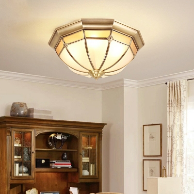 Metal Dome Flush Mount Lighting Traditional Style 1 Light Flush Mount Ceiling Fixture in Gold