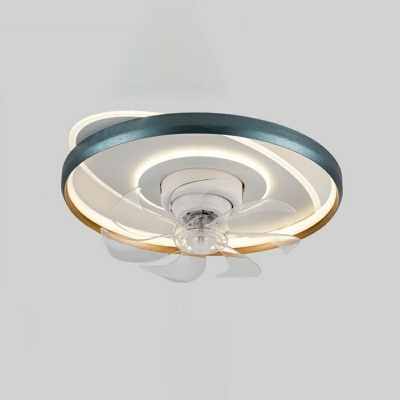 Metal Flush Mount Ceiling Fan Light in Remote Control Stepless Dimming Light LED Fan Lighting