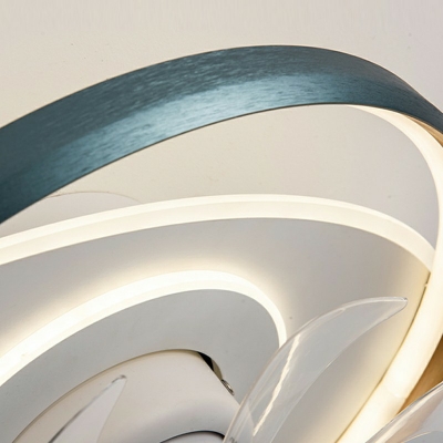 Metal Flush Mount Ceiling Fan Light in Remote Control Stepless Dimming Light LED Fan Lighting