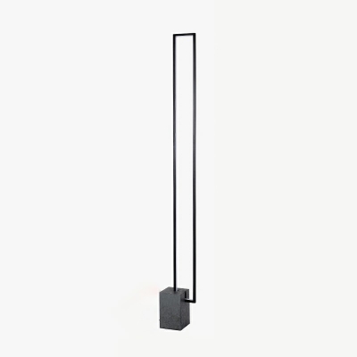 Metal Rectangle Frame Floor Lighting Simple Style LED Black Stand Floor Lamp for Bedside