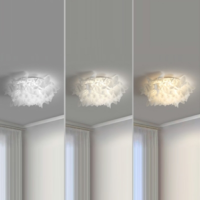 Modern Feather Flush Mount Ceiling Light Fixtures Elegant Close to Ceiling Lamp for Bedroom