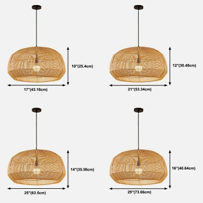 Modern Geometric Pendant Lights Bamboo 1-Light Pendant Ceiling Lights
