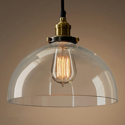Modern Style Dome Pendant Light Clear Glass 1-Light Pendant Lighting in Satin Brass
