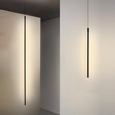 Modern Style Tubular Pendant Ceiling Lights Metal 1-Light Pendant Light Fixtures in Black