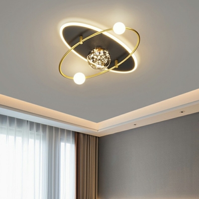 Multi-Layer Flush Ceiling Light Modern Style Metal 6-Lights Flush Mount Ceiling Fixture in White
