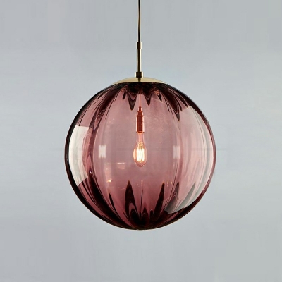 Red Sphere Pendant Lighting Modern Style Glass 1 Light Hanging Light Kit