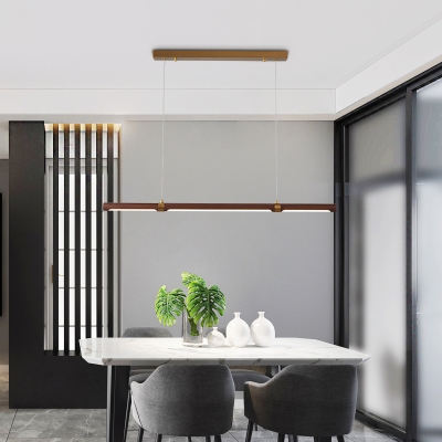 Wood Linear Modern Lighting Chandelier LED Minimalism Island Pendant Lights for Living Room