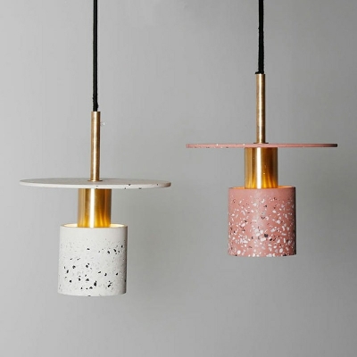 1-Light Pendant Lighting Modernism Style Cylinder Shape Stone Hanging Ceiling Light