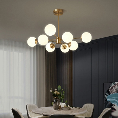12-Light Chandelier Light Traditional Style Globe Shape Metal Hanging Light Fixture