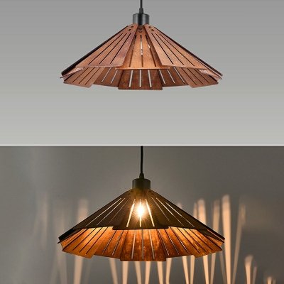 Cone 1 Light Hanging Pendant Lights Modern Wood Minimalism Pendant Lighting for Dinning Room