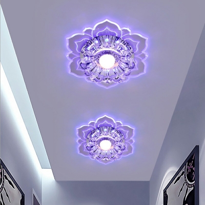 Contemporary Crystal Glass Flush Mount Lighting Ambient Lighting LED Hallway Light