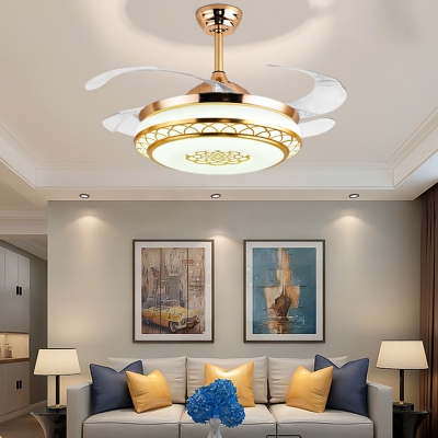 Contemporary Semi Mount Ceiling Fan Lighting Ambient Light Fixtures for Bedroom