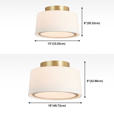 Farbic Drum Flush Mount Ceiling Lighting Fixture Modern Asian Close to Ceiling Lamp for Bedroom