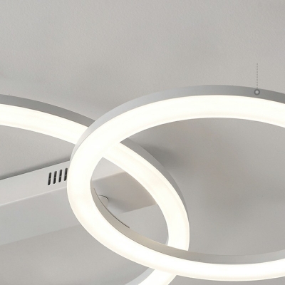 Geometric Flush Light Contemporary Metal 2-Light Flush Mount Lamp in White