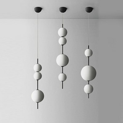 Glass Globe Pendant Lighting Modern Style 3 Lights Hanging Ceiling Lights in White