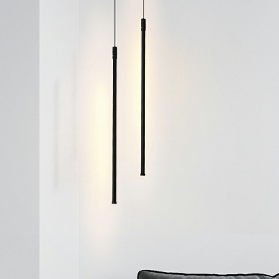 Metal Linear Ceiling Pendant Light Modern Style 1 Light Pendant Ceiling Lights in Black