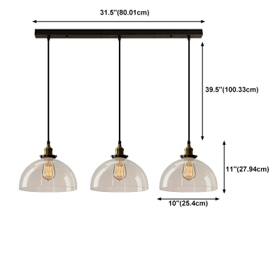 Modern Style Dome Pendant Light Clear Glass 1-Light Pendant Lighting in Satin Brass