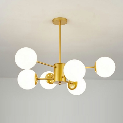 Modern Style Glass Chandelier Lighting Fixture Globe Shape Pendant Lights for Living Room