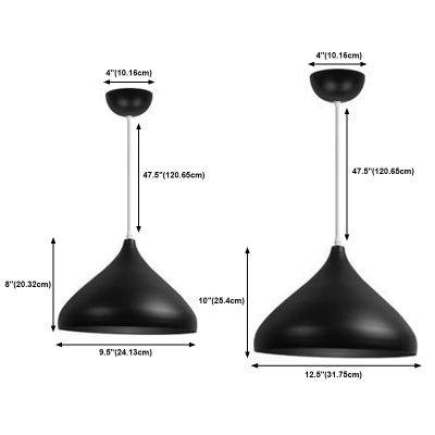 Modern Style Hemisphere Pendant Ceiling Lights Metal 1-Light Hanging Ceiling Light in Black