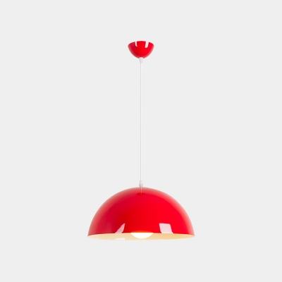 Red Dome Pendant Ceiling Lights Modern Style Metal 1 Light Hanging Lamp