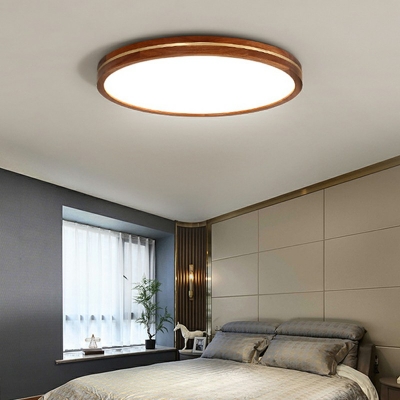 Walnut Wood Ceiling Light Flush Mount Geometric Flush Mount Light for Bedroom