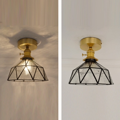 1-Light Flush Mount Lighting Traditional Style Cone Shape Metal Ceiling Mounted Fixture