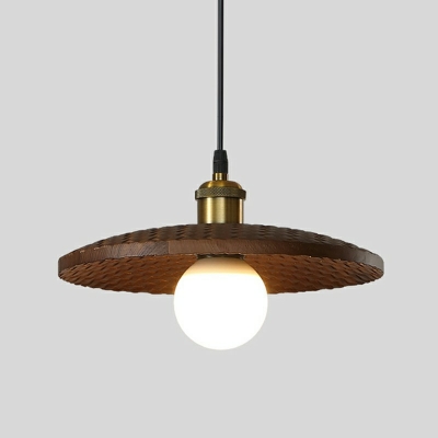 1-Light Pendant Lights Contemporary Style Geometric Shape Wood Hanging Lamps