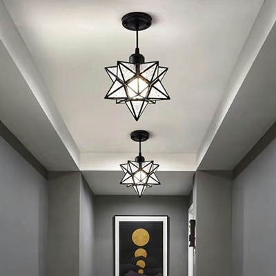 1 Light Star Pendant Lighting Modern Style Metal Hanging Lamp in Gold