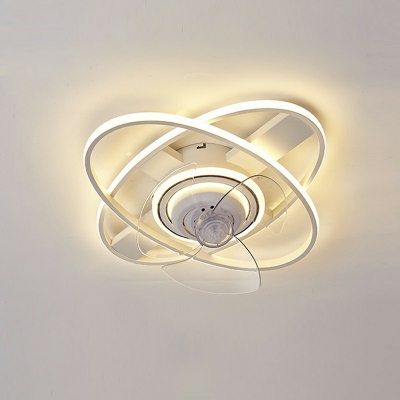 3 Lights Geometric Flush Mount Lighting Modern Style Metal Flushmount Lighting in White