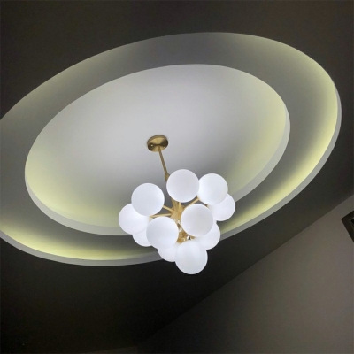 4-Light Hanging Lamp Ultra-Modern Style Globe Shape Glass Pendant Chandelier