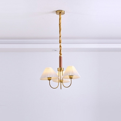American Style Metal Chandelier White Bedroom Chandelier Light with Fabric Shade