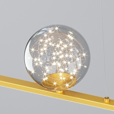 Brass Spherical Island Lighting Ideas Modern Style Glass 4 Lights Island Chandelier